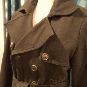 NINE WEST ARMY GREEN LINED BELTED PEACOAT SIZE 10